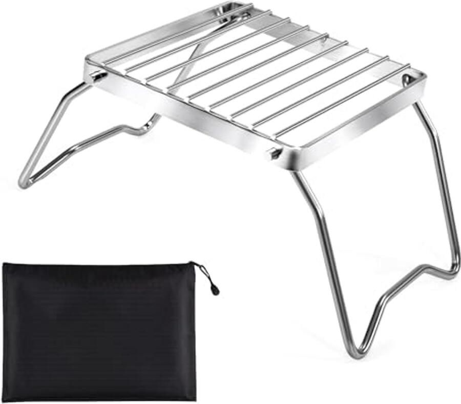 Inklapbare Draagbare Kampvuurgrill 16x16 cm Roestvrij Staal Grill voor Kamperen en Buitenactiviteiten