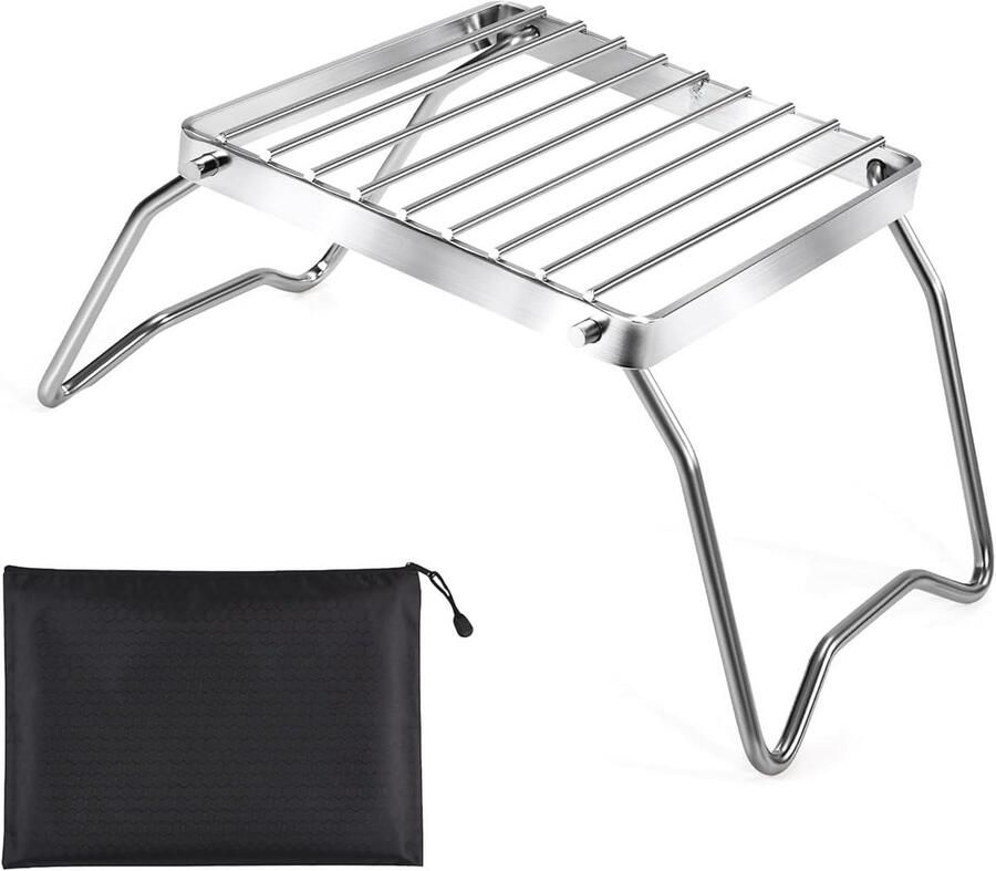 Inklapbare Draagbare Kampvuurgrill 16x16 cm Roestvrij Staal Grill voor Kamperen en Buitenactiviteiten