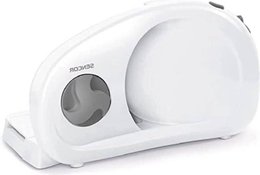 Inklapbare elektrische allessnijder krachtig en compact inox lemmet 170 mm instelbare snijdikte 0-15 mm ideaal voor ham worst brood kaas 100 W SFS 1000 WH wit Bread Slicer