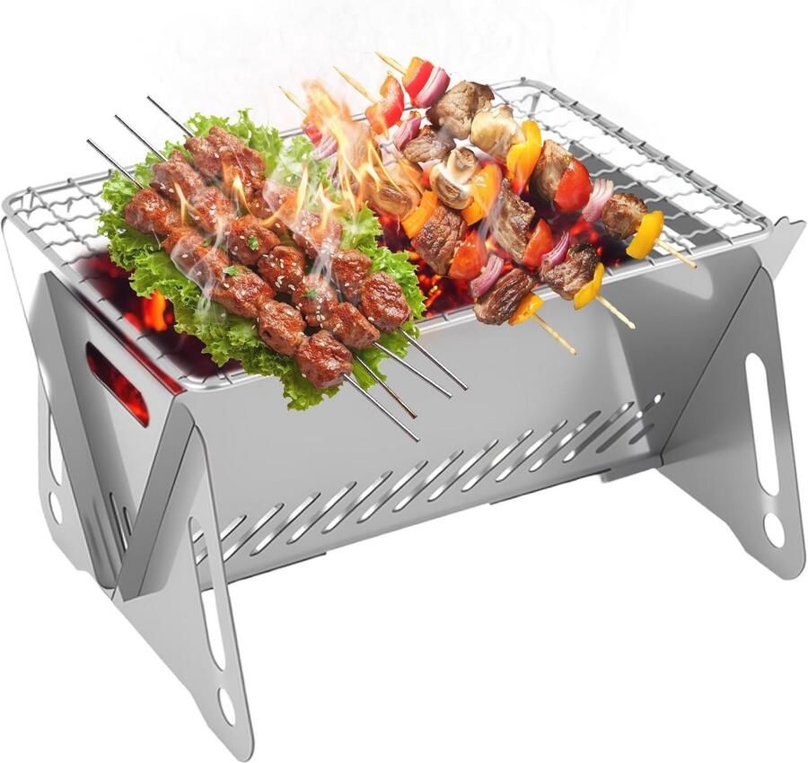 Inklapbare grill roestvrij staal Draagbare campinggrill voor 1-2 personen