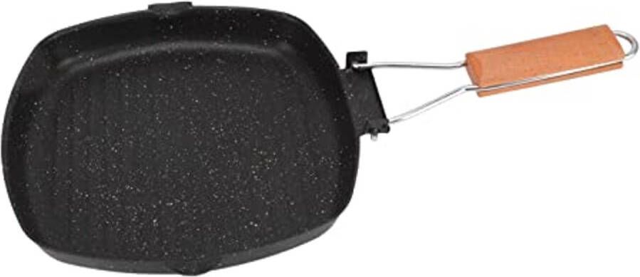 Inklapbare handgreep inductie koekenpan Vierkante anti-aanbak bakplaat voor grillen van spek biefstuk vis en vlees (24x24 cm)