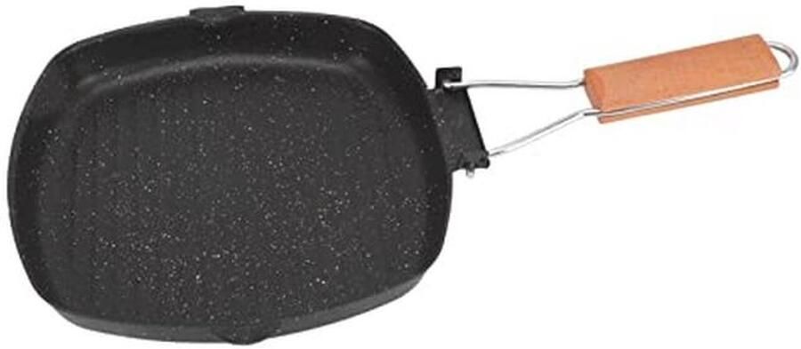 Inklapbare handgreep inductie koekenpan Vierkante anti-aanbak bakplaat voor grillen van spek biefstuk vis en vlees (24x24 cm)