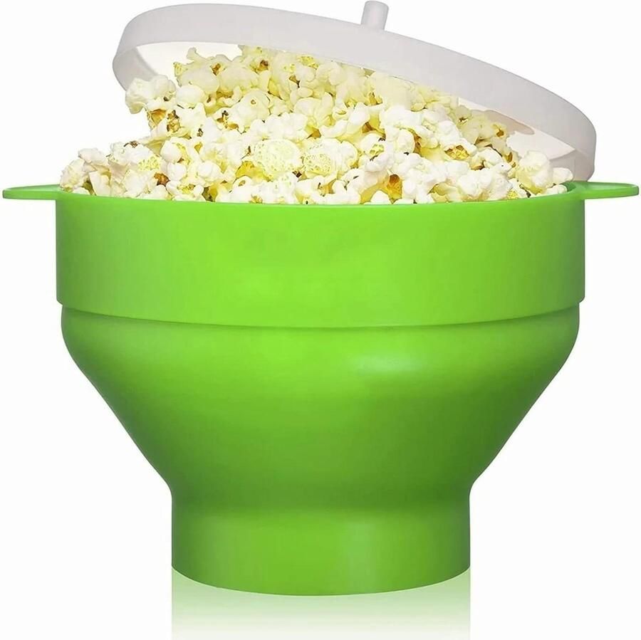 Inklapbare Popcorn Kom Siliconen Popcornmaker Thuis Snacks Maken Opvouwbaar en Draagbaar 24 cm Rood