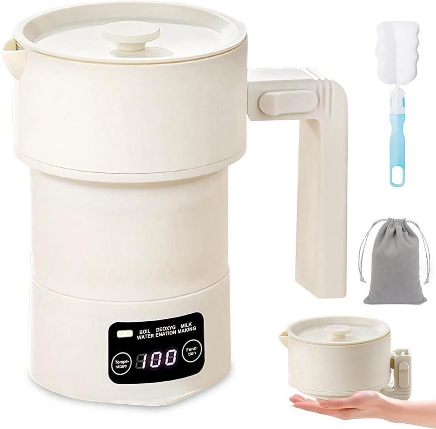 Inklapbare Reiswaterkoker 600 ml met 9 Temperatuurinstellingen RVS