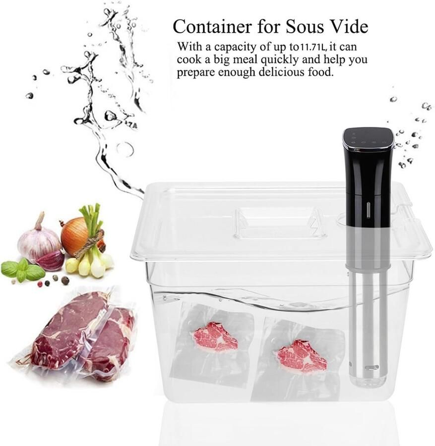 Inklapbare Sous Vide Container met Deksel 11 Liter Waterbad voor Circulator
