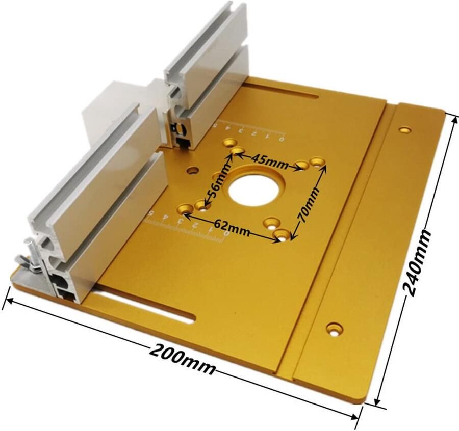 Inlegplaat Snijmachine Set Van 3 Aluminiumlegering 24x20x0 5 cm Goud Voor Houtbewerking