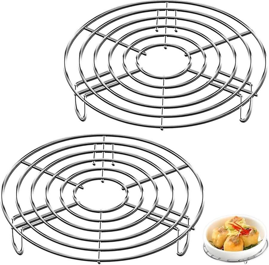 Inlegrooster Stoomrooster Kookaccessoires Keuken Gelijkmatig Koken Voedselveilig Roestvrij Staal 20 cm Diameter Zilverkleurig