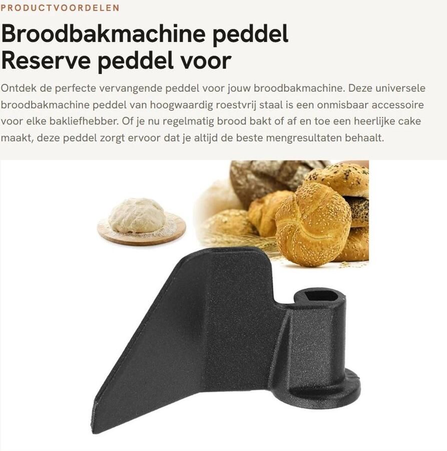 Vervangende Roerpeddel voor Broodbakmachine Antiaanbaklaag Koolstofstaal