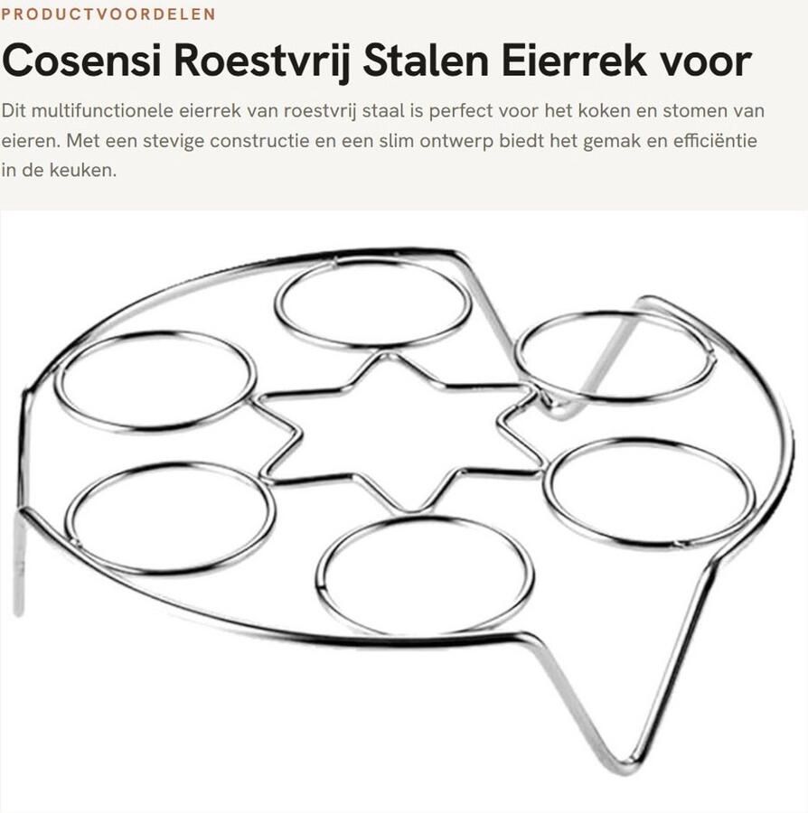 Cosensi- Eierrek Roestvrij Staal Multifunctionele Kookhouder Stoomrek Koelrek Hittebestendig Afmetingen 17 5 x 4 5 x 4 5 cm