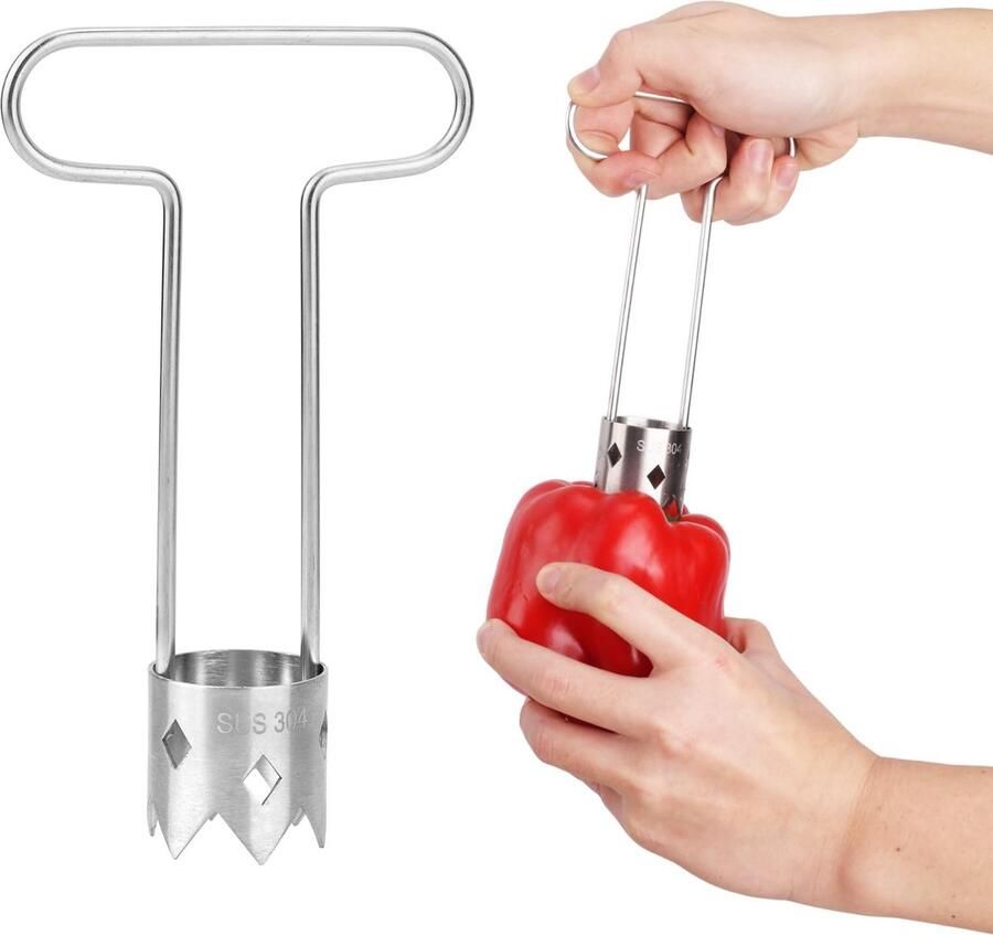 Inovra- Fruitboor T-Type Roestvrijstalen Groente Frambozenboor Compact 16x3 5x9 5cm Keukenbenodigdheden Handmatig Peperpitboorgereedschap Groenteboormachine - Foto 1