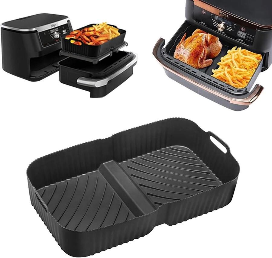 Inovra- Heteluchtfriteuse 10 4 L Accessoires Lade met Siliconen Inzetstuk Dual Zone Ninja Foodi Gezond Koken Airfryer
