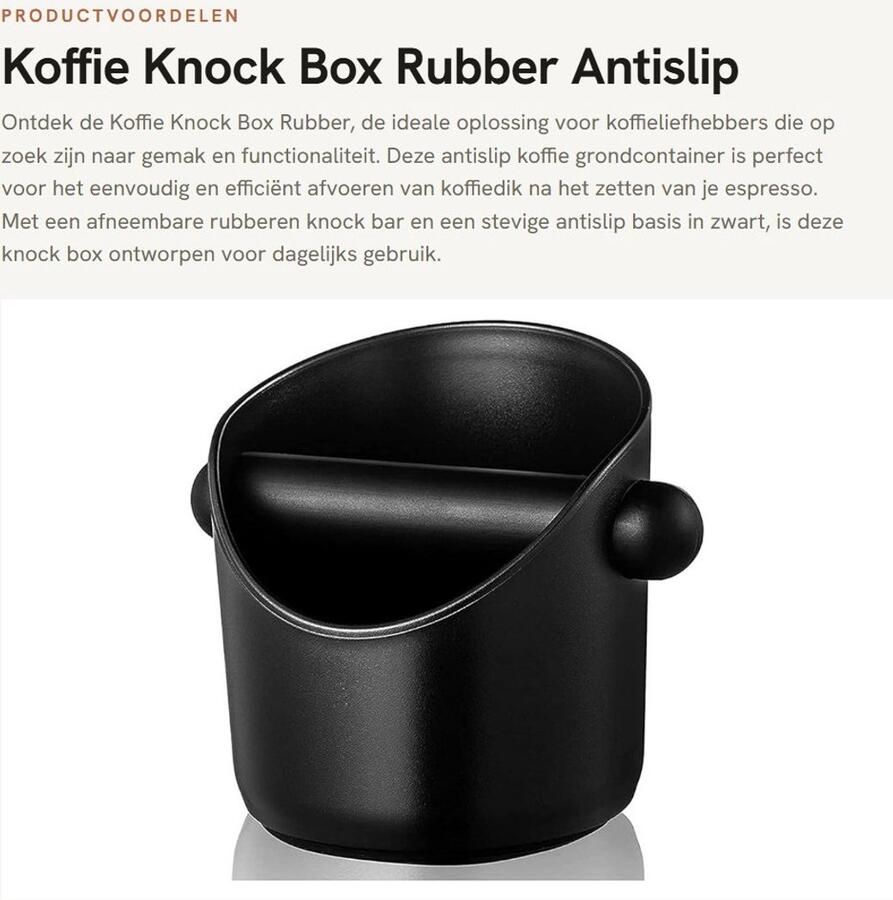 Inovra- Knock Box Antislip Koffie Container Espresso Knock Box Koffiedik Emmer Rubber Pad Diep Gebogen Ontwerp Koffiedikcontainer