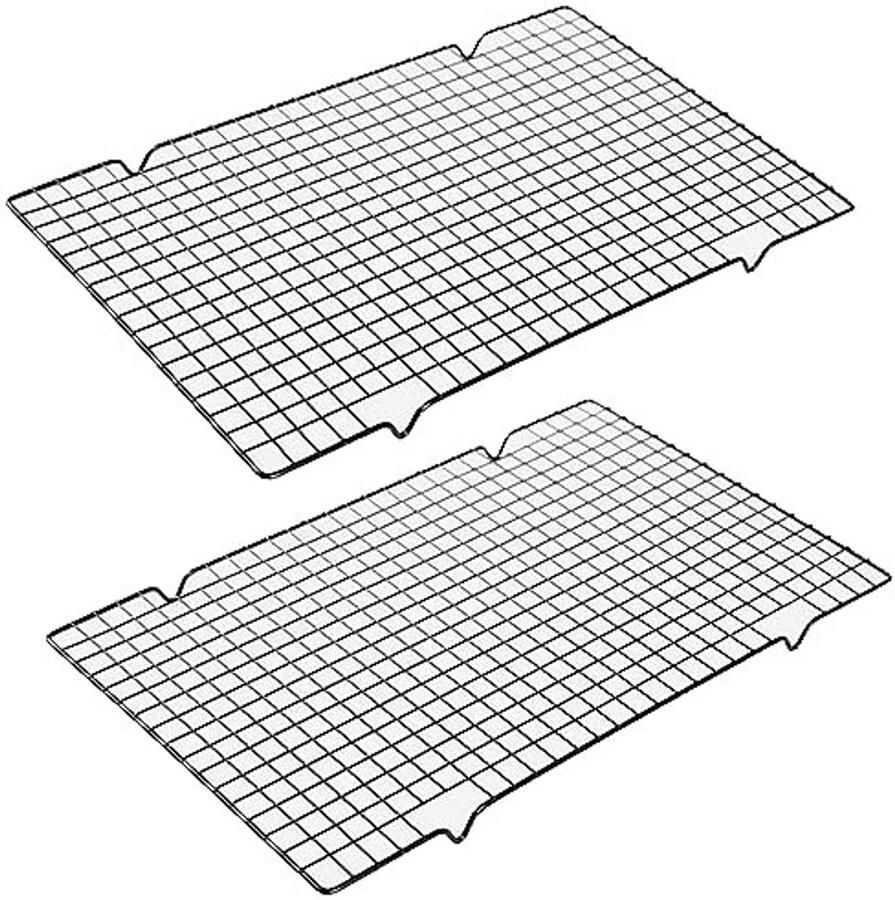 Dailygoods- Koelrek 2 Stuks Roestvrij Stalen Draadlade Taartrooster Koekjesdroogrek Geschikt voor Bakplaat en Broodrooster Oven 16 x Bakrek