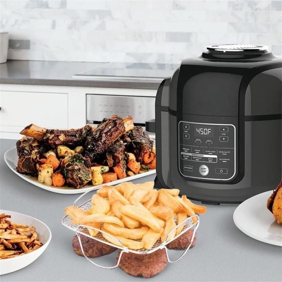 Inovra- Luchtfriteuse Rek Multifunctioneel Dehydrator Grill Accessoire Roestvrij Staal Voor Airfryer Ideaal voor Drogen Grillen