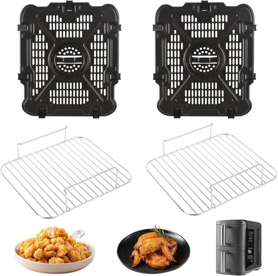 Inovra- Luchtfriteuse Reserveonderdelen Mand met Deksel Dienblad Accessoires voor Airfryer Geschikt voor Ninja SL401 Hoogwaardig Veiligheidsmateriaal