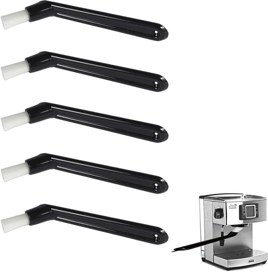 Inovra- Reinigingsborstel 5 stuks Koffiereinigingsborstel Voor espressomachines Schuine kop Voedselveilige kunststof Lengte 14 cm Koffieborstel