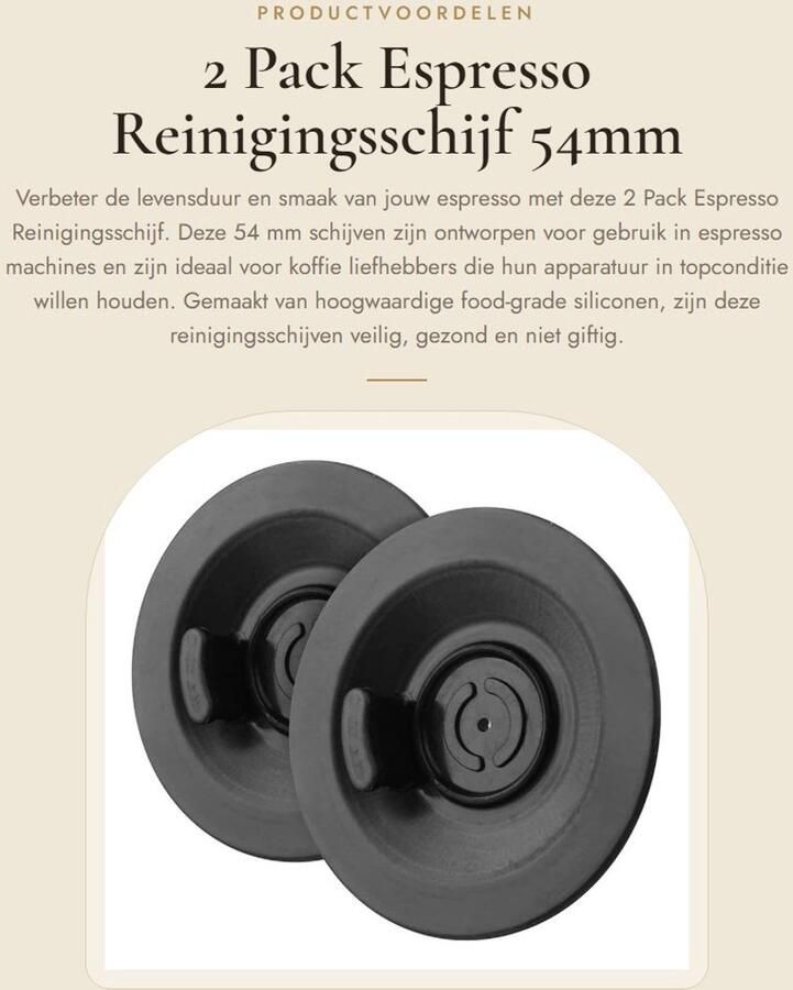Inovra- Reinigingsschijf 54mm 2 Pack Siliconen Food-grade Koffiemachine Effectieve reiniging Koffiereinigingsschijf