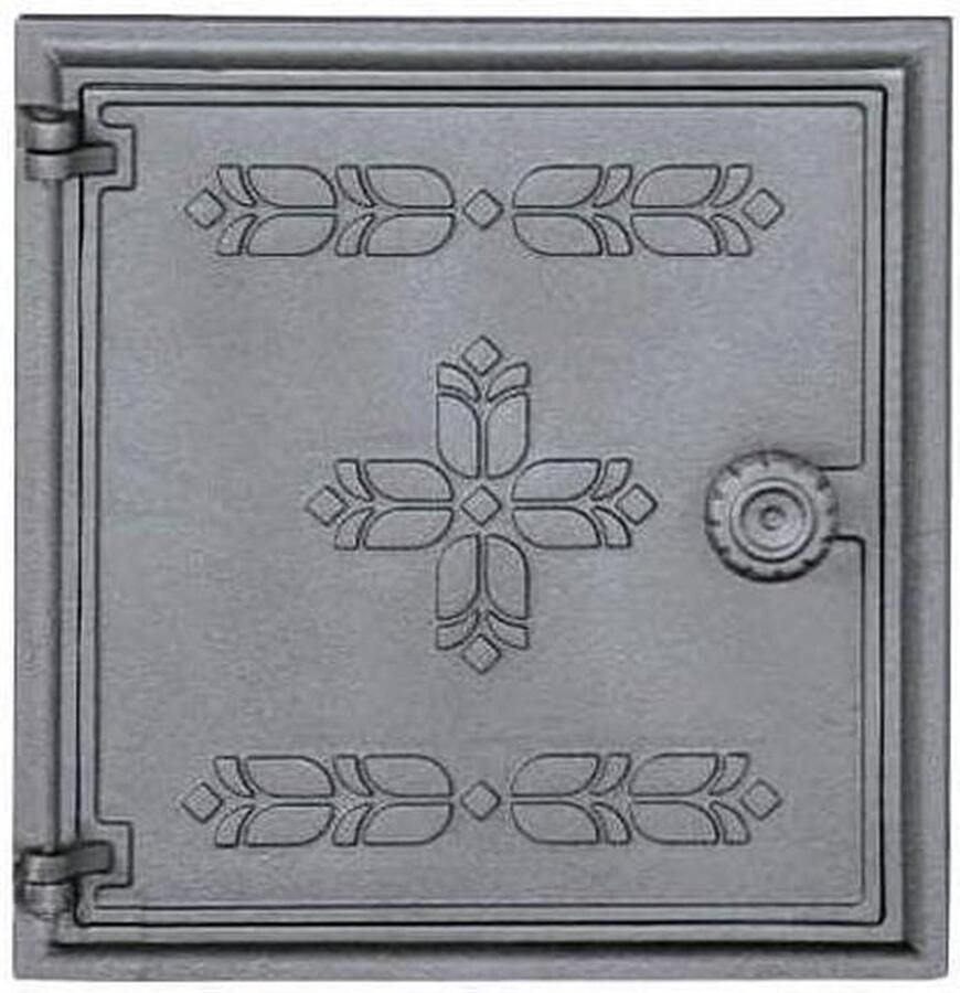 Inspectiedeur Gietijzer Oven Deur Asdeur Pizzaoven Afwerking Hittebestendige Verf 275x295 mm Zwart Metallic