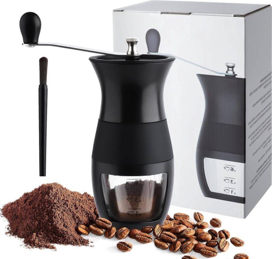 Instelbare handmatige koffiemolen voor espresso afwasbaar met koffieborstel zwart voor thuis kantoor en keuken