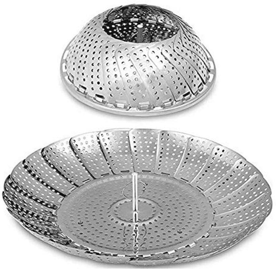 Instelbare roestvrijstalen stoommand voor groenten Opvouwbaar en veelzijdig