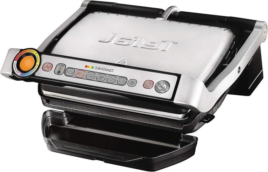 Intelligente contactgrill Elektrische grill Perfect grillen Automatische programma's 600 cm2 grilloppervlak Zwart RVS