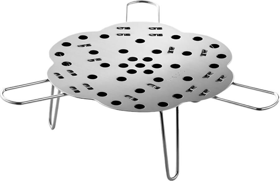 Intrekbaar Stoomrek Stoommand Groenten Gezond Koken Food-Grade Roestvrij Staal 15 x 15 x 2 cm Zilver