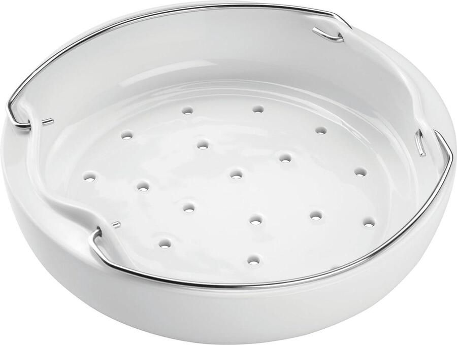 Inzetmand Porselein Stoommandje Keuken Gezond Koken Smaakneutraal Materiaal 21 cm Diameter Wit