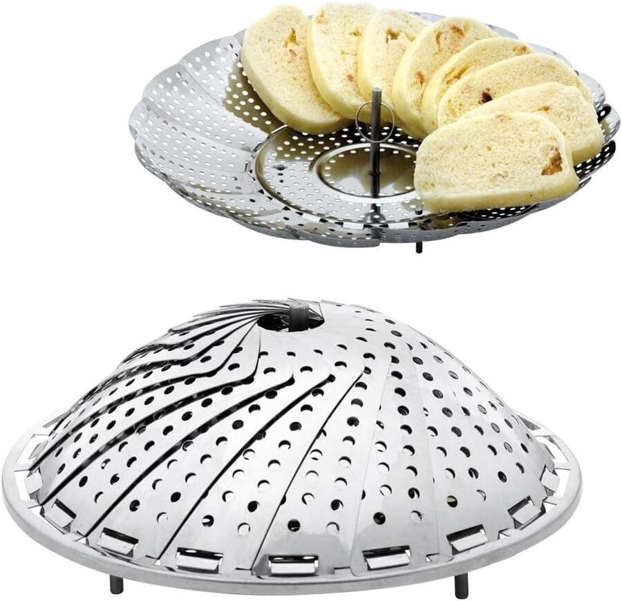 Inzetrek voor Stoompan RVS Opvouwbaar 14-23 cm Stoommandje Universeel