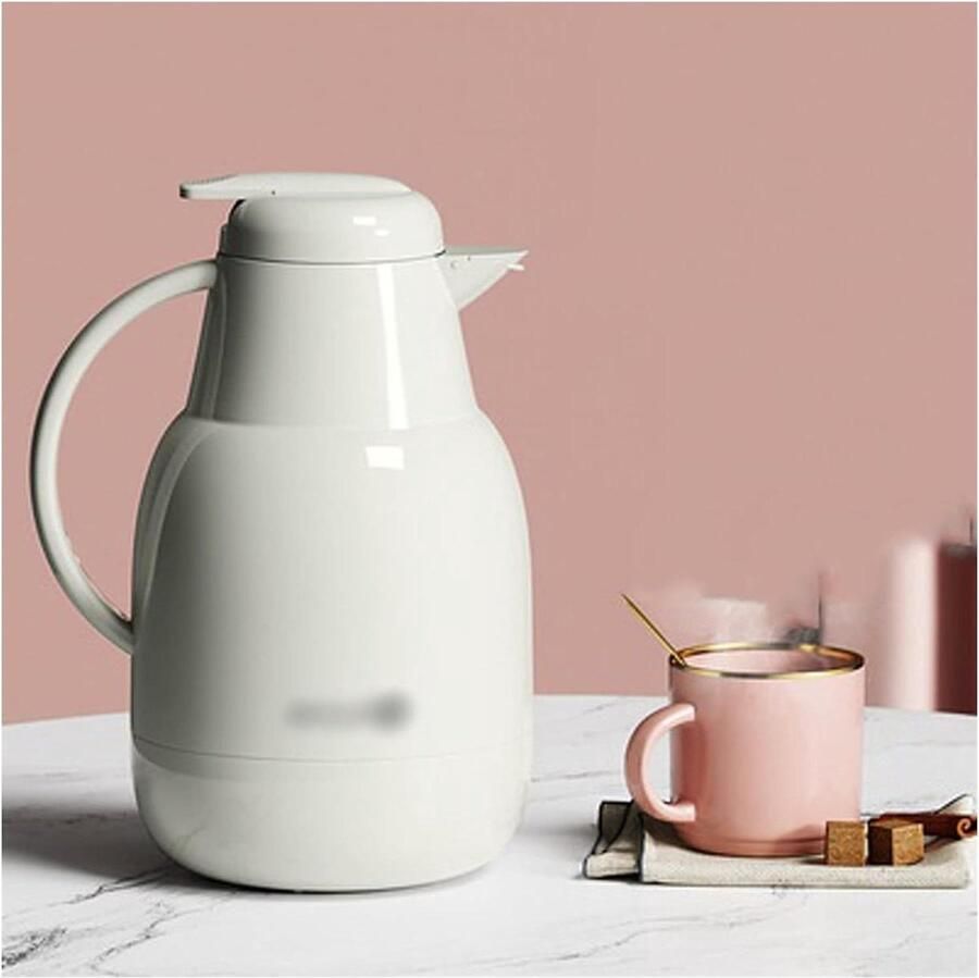 Isolatiepot Thermoskan Waterkoker Dranken Warm Houden Dubbele Isolatie 1500ml Wit