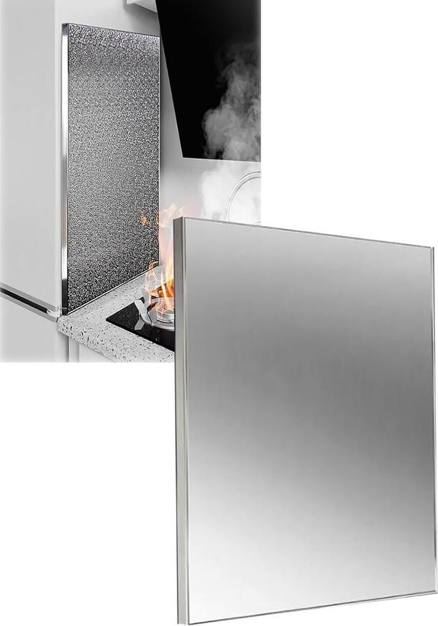 Isolatieplaat Keuken Zijpaneel Bescherming Kookplaat Veiligheid Magnetische Bevestiging 120x60cm Zilverkleurig