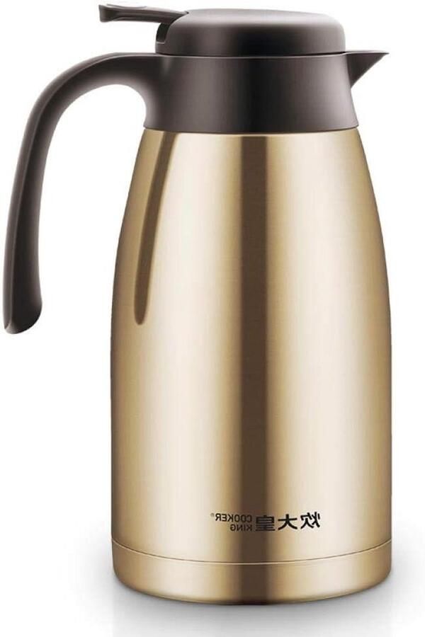 Isolatiepot RVS Waterkoker Thermoskan Warm Drank Blijven 24H Isolatie 2L Goud