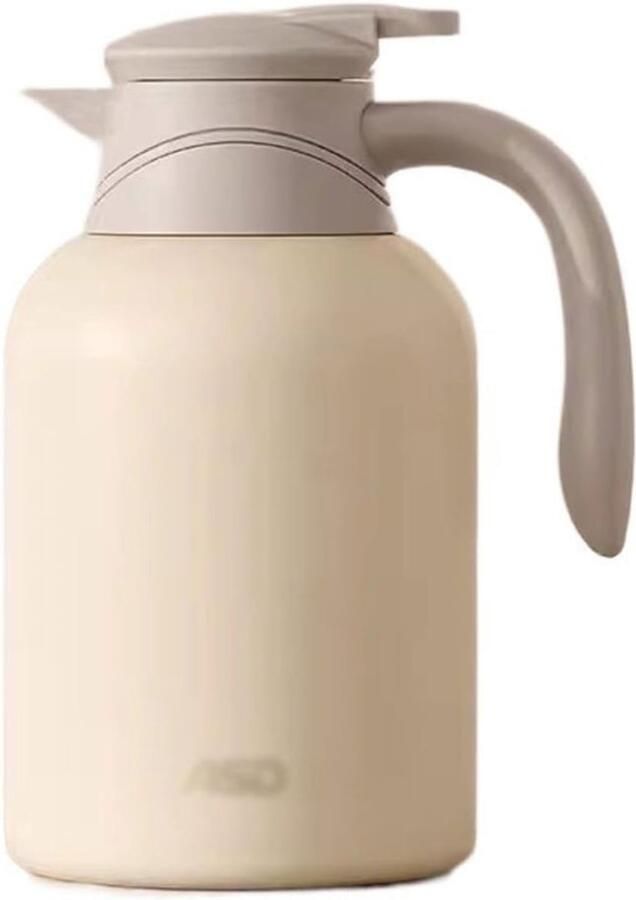Isolatiepot Waterkoker Thermoskan Drank Warme Dranken Serveren Dubbelwandig Vacuüm 2.2 Liter Capaciteit Wit