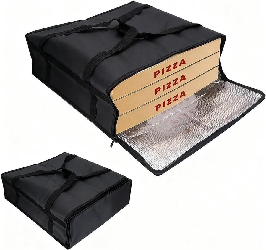 Isolerende Voedselbezorgtas 20 x 20 x 8 voor Heet en Koud Vervoer Professionele Pizza Warmtas met Thermische Voering Duurzame Tas voor Voedselbezorging