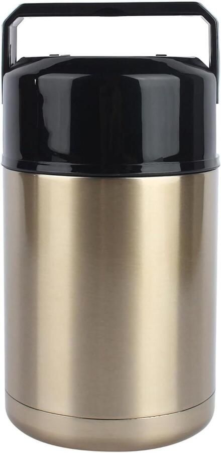 Isolerende Voedselcontainer Soepfles Thermosfles Warme Maaltijden Meenemen Dubbele Wand Vacuüm Isolatie 1000 ml Goud