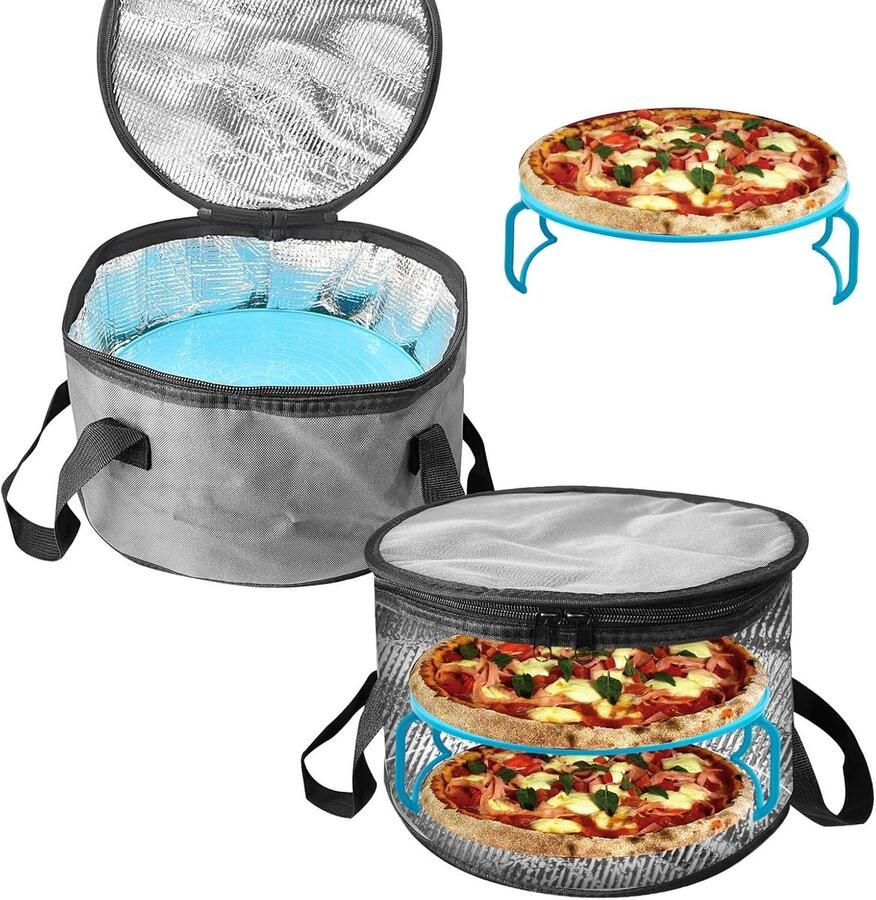 Isolerende Voedseltas Warmhoudtas Koeltas Eten Vervoeren Inclusief Lade 28 x 17.8 cm Grijs