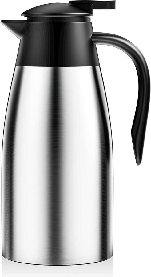 Isolerende Waterkoker Thermoskan Drank Dranken Warm Houden 24 Uur Isolatie 2 Liter Zilver