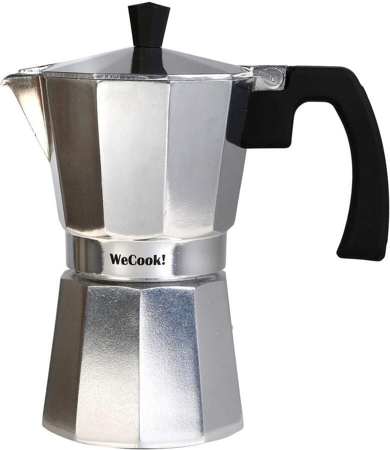 Italiaans koffiezetapparaat van aluminium espresso 6 koffiekopjes siliconen afdichting veiligheidsventiel glaskeramiek gas elektrisch