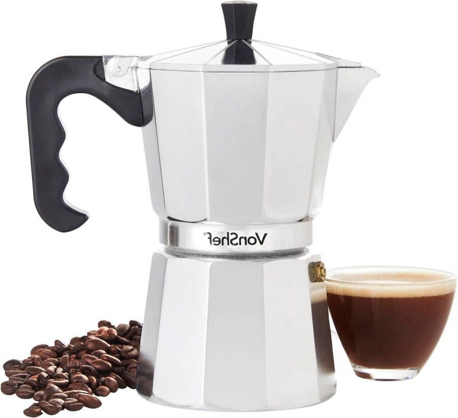 Italiaanse aluminium espressomachine 6 kopjes 300 ml voor gas- en elektrisch fornuis vervangende pakking en filter