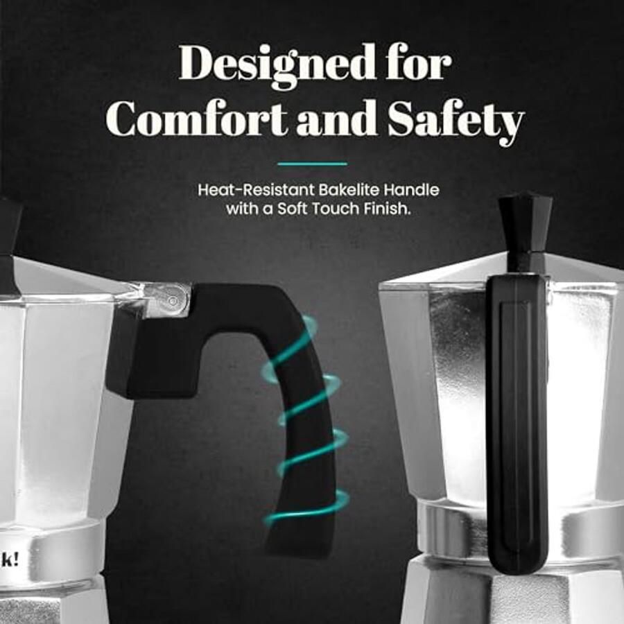 Italian Coffee Maker for 3 Cups Classic Espresso Machine with Silicone Seal and Safety Valve - Foto 2