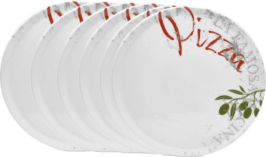 Pizzaborden Porselein XL Borden Italiaanse Maaltijden Vaatwasserbestendig Ø 33 cm Wit