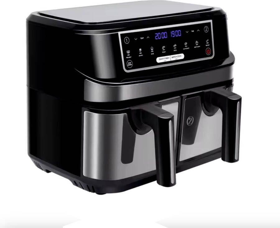 J&R Airfryer Dubbele Airfryer Grote airfryer Hetelucht oven Heteluchtfriteuse XL Airfryer 9L 2 Laden Zwart