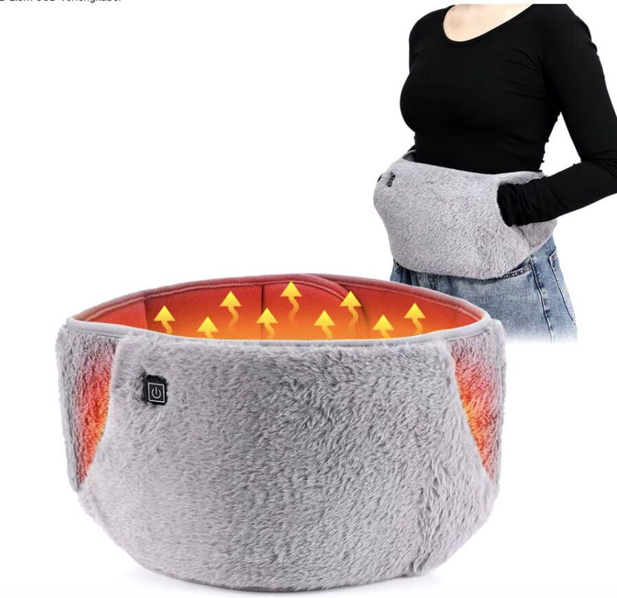J&R Elektrische Warmtegordel Warmtekussen buik Warmtekussen Heup Verwarmingsriem Baarmoeder Handen opwarmen Fluweel Grijs