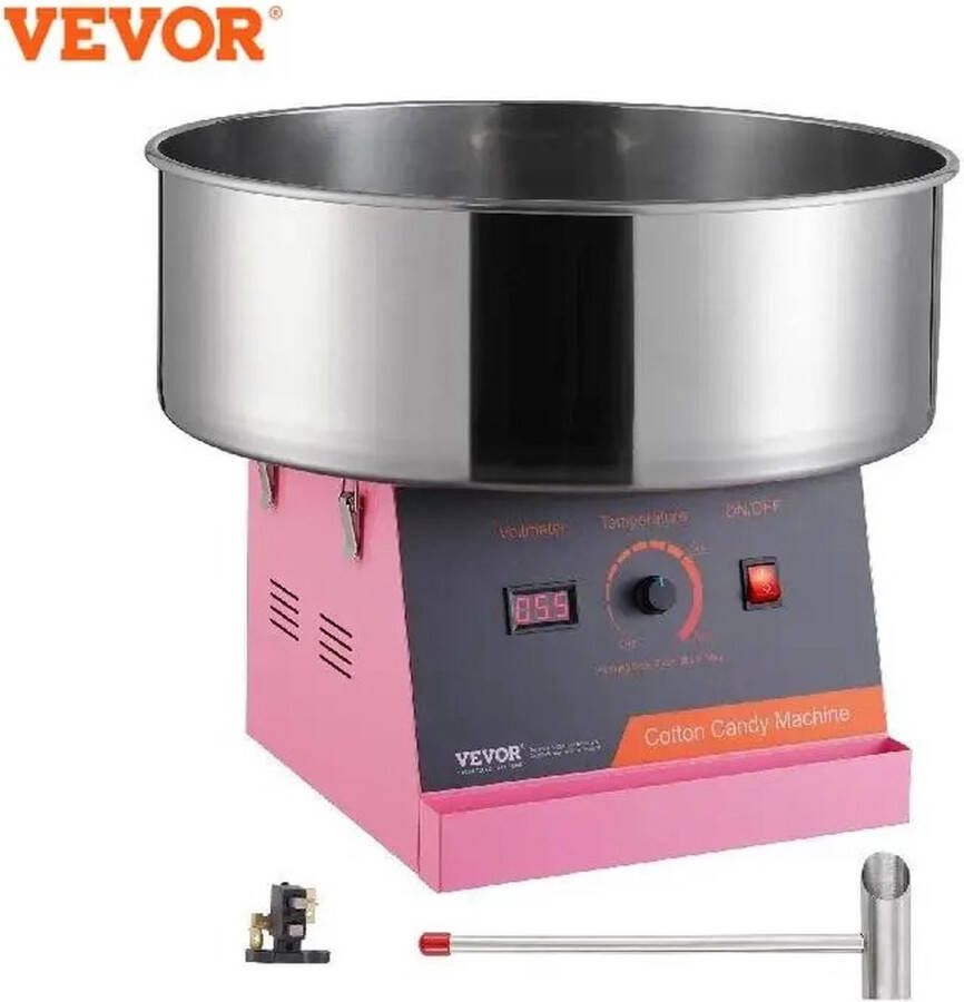 J&R Suikerspinmachine Elektrische Suikerspin Machine Snoep Floss Maker Cotton Candy RVS kom en Suikerschepje Tafelmodel Kinderfeestje Kermis Formaat 51 8x41 5x50cm