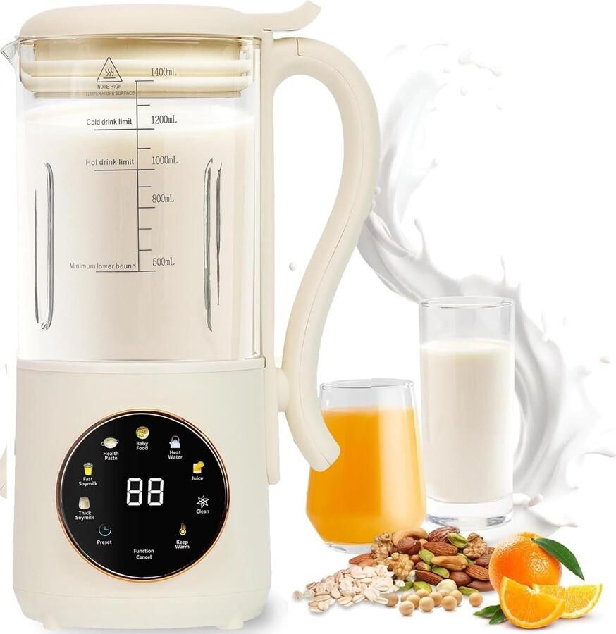 Allecto Sojamelk Maker Plantaardige Melk Automatisch Schoonmaken 1400ml Multi-functioneel Perfecte Consistentie Voor Gezonde Dranken