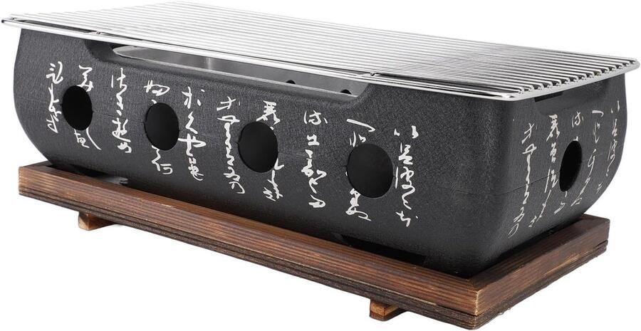 Japanse BBQ Grill Houtskool Barbecue Compact Grillen Snelle Verwarming 37 x 19 x 15 cm Zwart