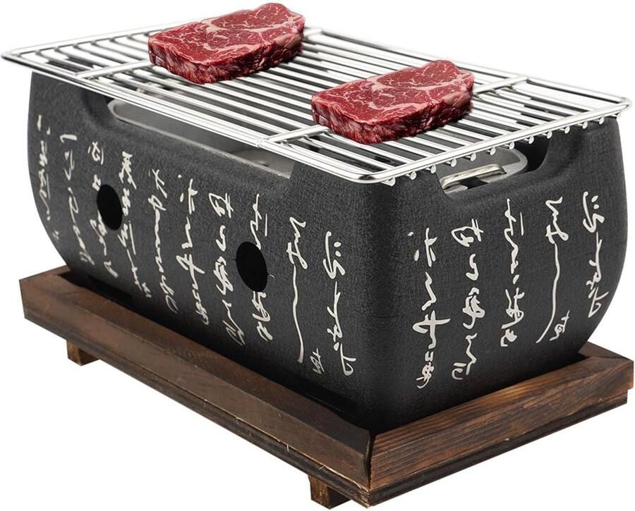 Japanse BBQ Grill Houtskool Oven Yakiniku Grillen Draagbaar Ontwerp 24 x 12.5 x 11.5 cm Zilver