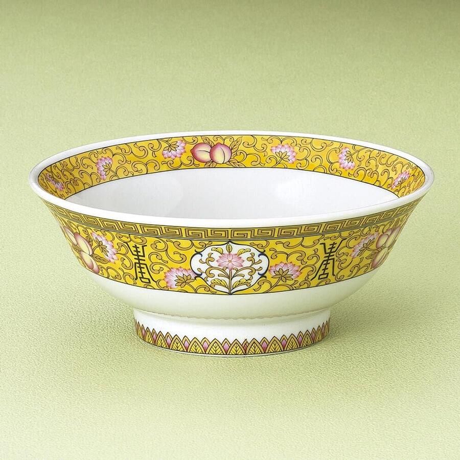 Japanse Donburi Ramen Kom van Mino-Yaki keramiek 1 3 l 21 5 x 8 7 cm traditionele motieven perzikbloemen geel gemaakt in Japan TOGA1017-793