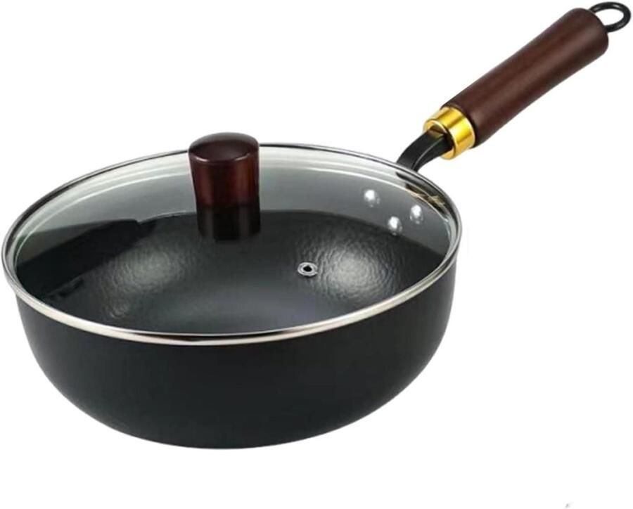 Japanse Gietijzeren Pan Kookpot Handgesmeed Natuurlijk Koken Honingraatstructuur Nitrering 20 cm Zwart
