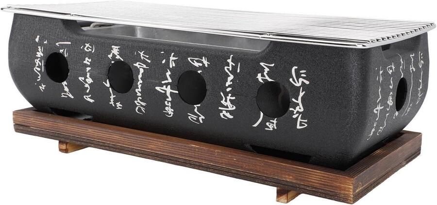 Japanse Grill Houtskool BBQ Buiten Koken Houtskool Verwarming XL Zwart