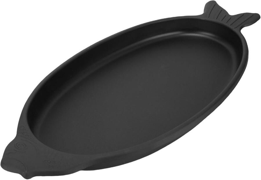 Japanse Grillpan Visvormige Pan Gourmet Koken Gietijzeren Constructie 62 cm Lengte Zwart